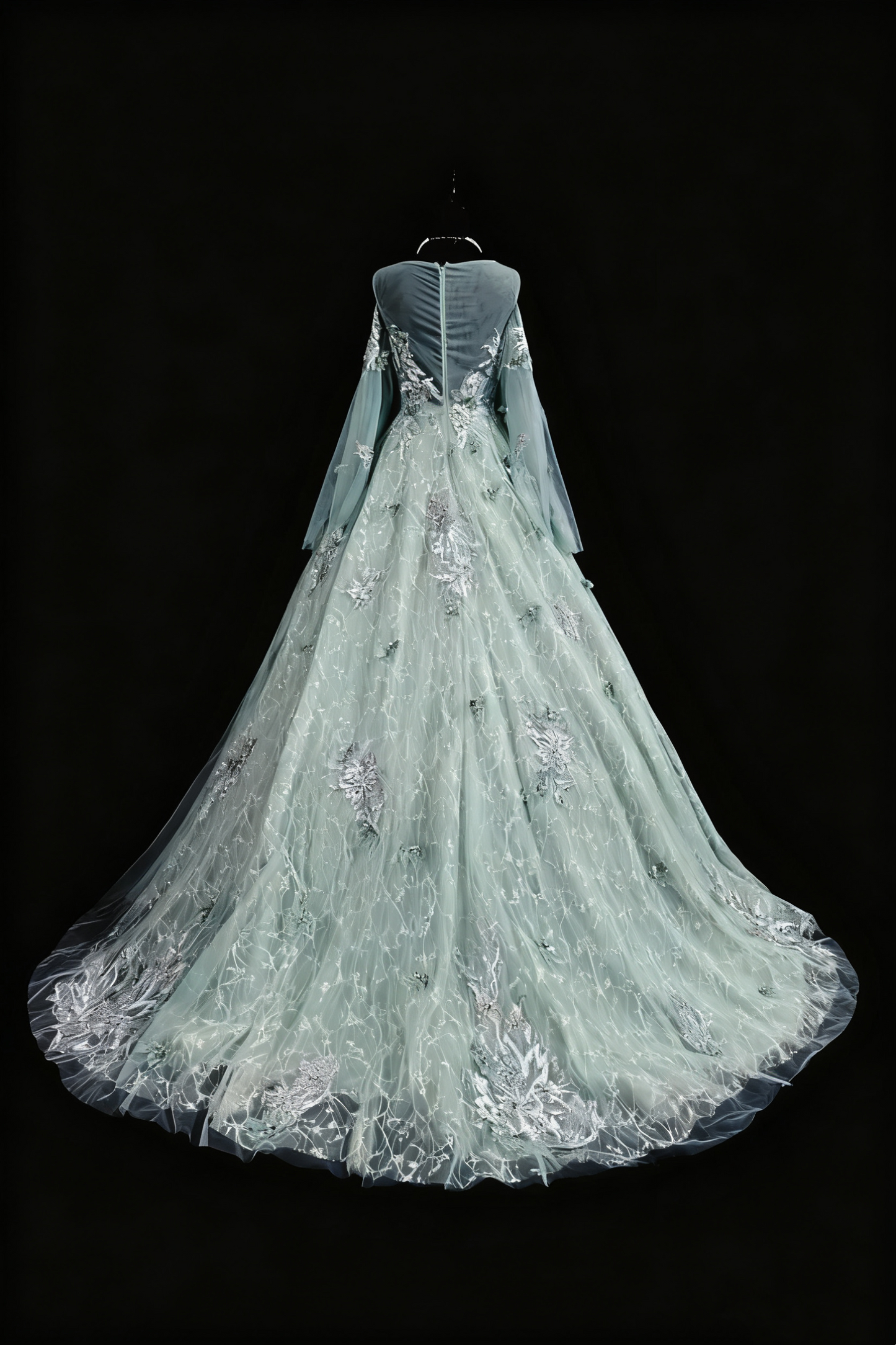 formaldressy-Green Appliqué Delicate Long Tulle Formal Ball Gown gh6287