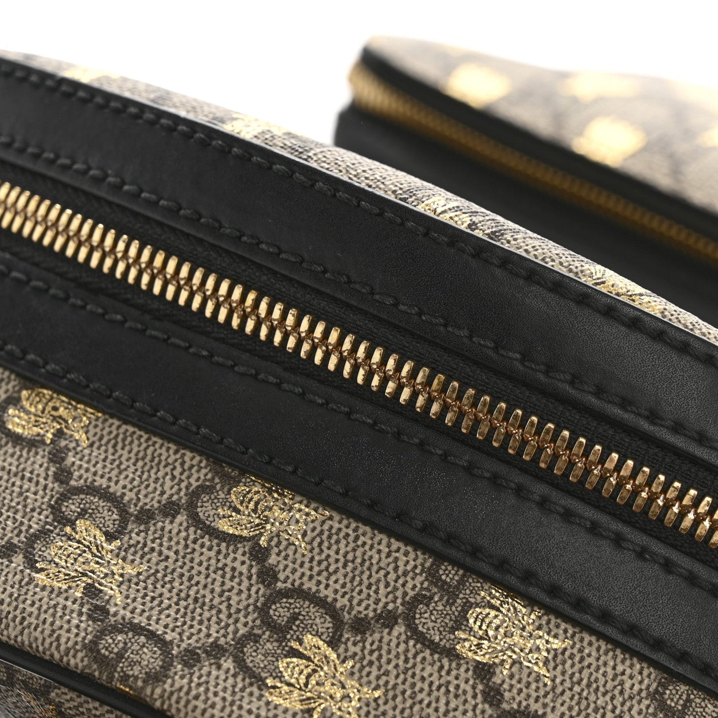 GG Supreme Monogram Bees Print Small Day Backpack Beige Oro Black
