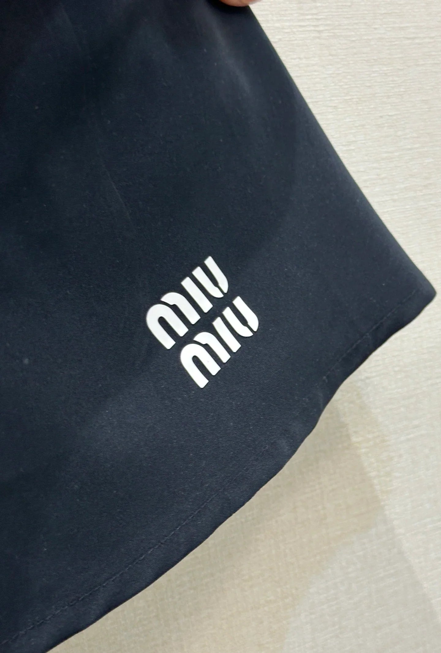 Miumiu 2026 Jersey And Poplin Skirt Grey Navy Blue Cotton 136562