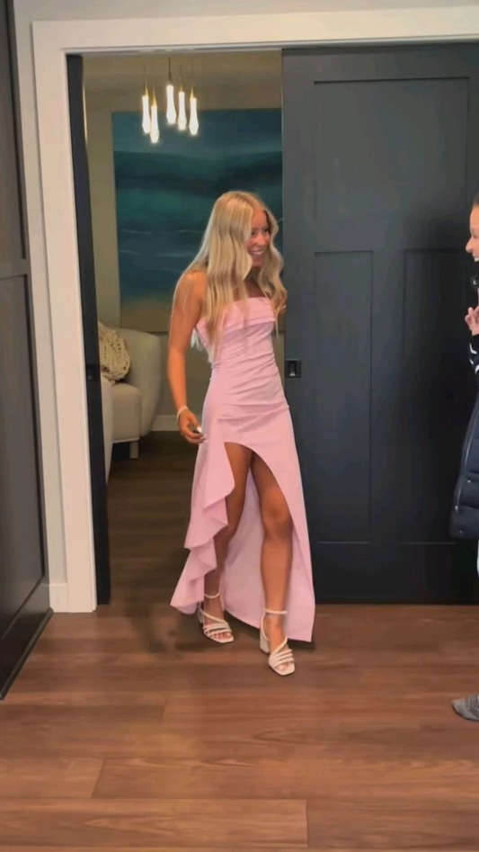 Pink Split Prom Dresses Prom Graduation Gowns