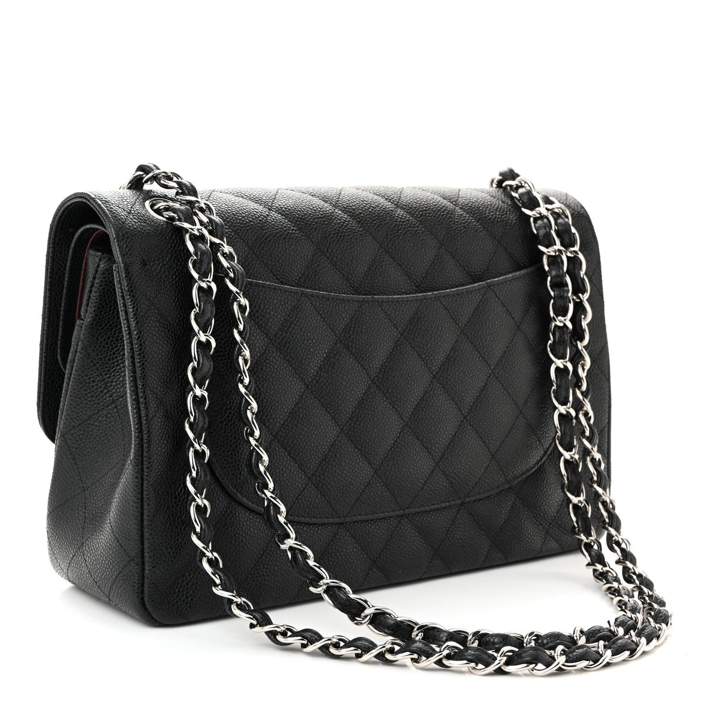 Caviar Quilted Jumbo Double Flap Black