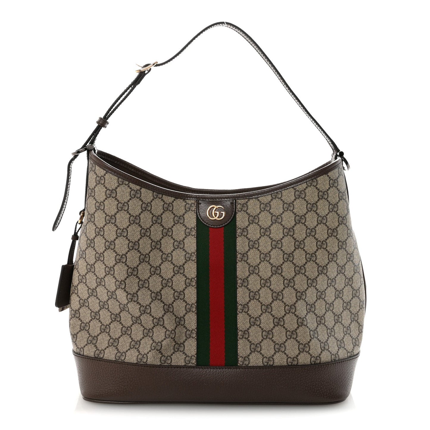 GG Supreme Monogram Textured Dollar Calfskin Web Large Ophidia Bucket Shoulder Bag Beige Ebony New Acero