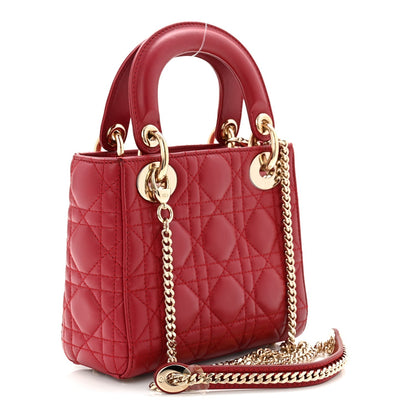 Lambskin Cannage Mini Lady Dior Red