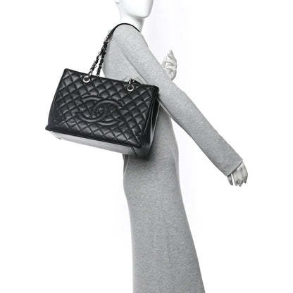 Caviar Quilted Grand Shopping Tote GST Black
