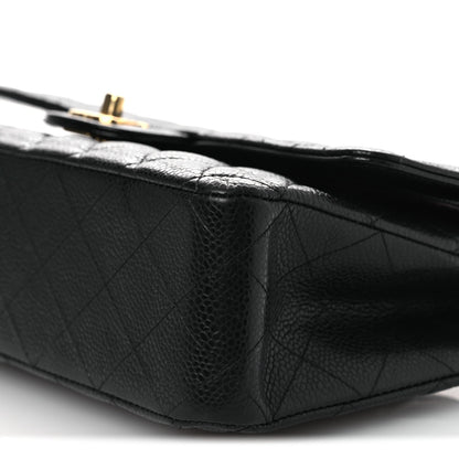 Caviar Quilted Medium Double Flap Black