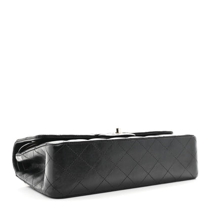 Lambskin Quilted Medium Double Flap Black