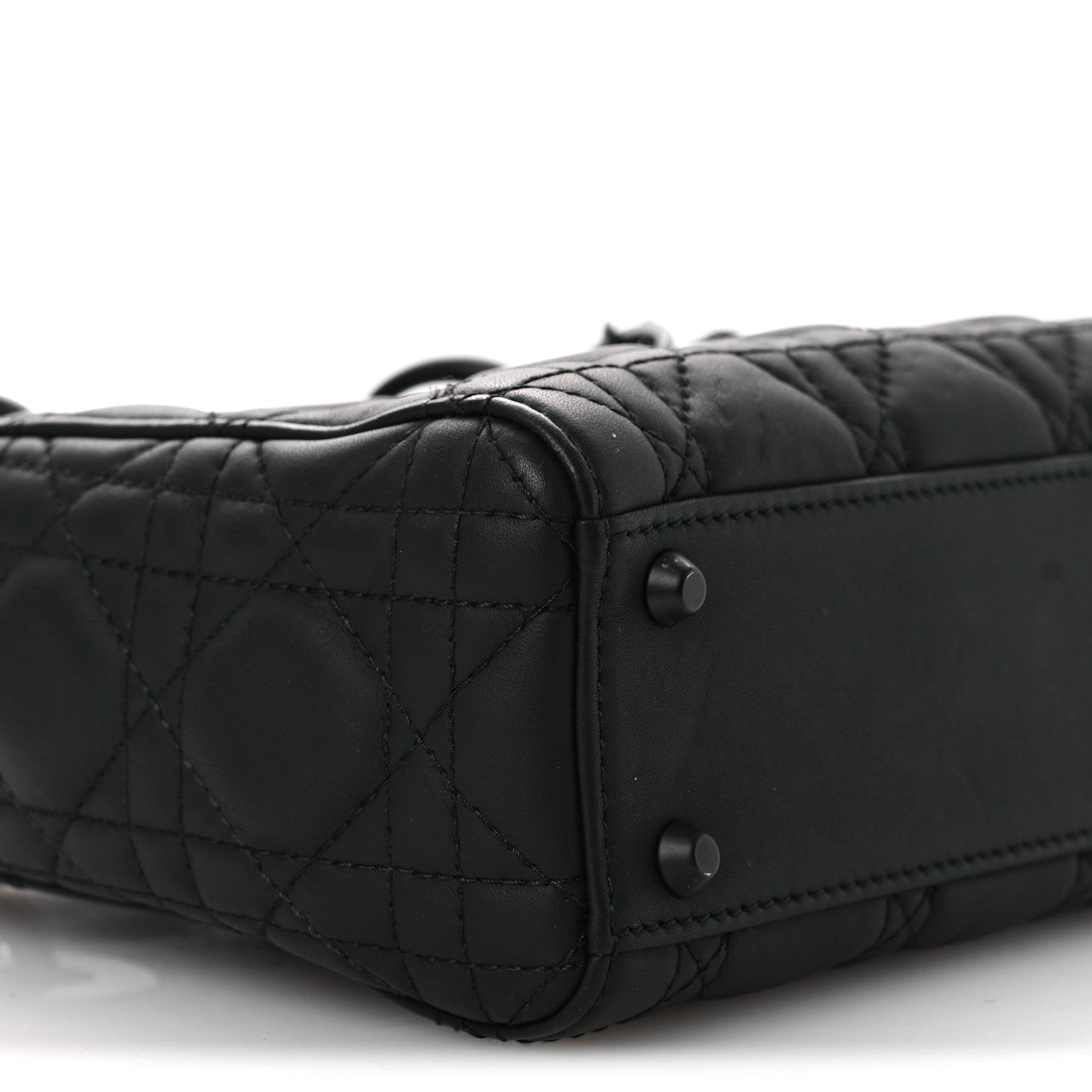 Ultra Matte Calfskin Cannage Mini Lady Dior Black