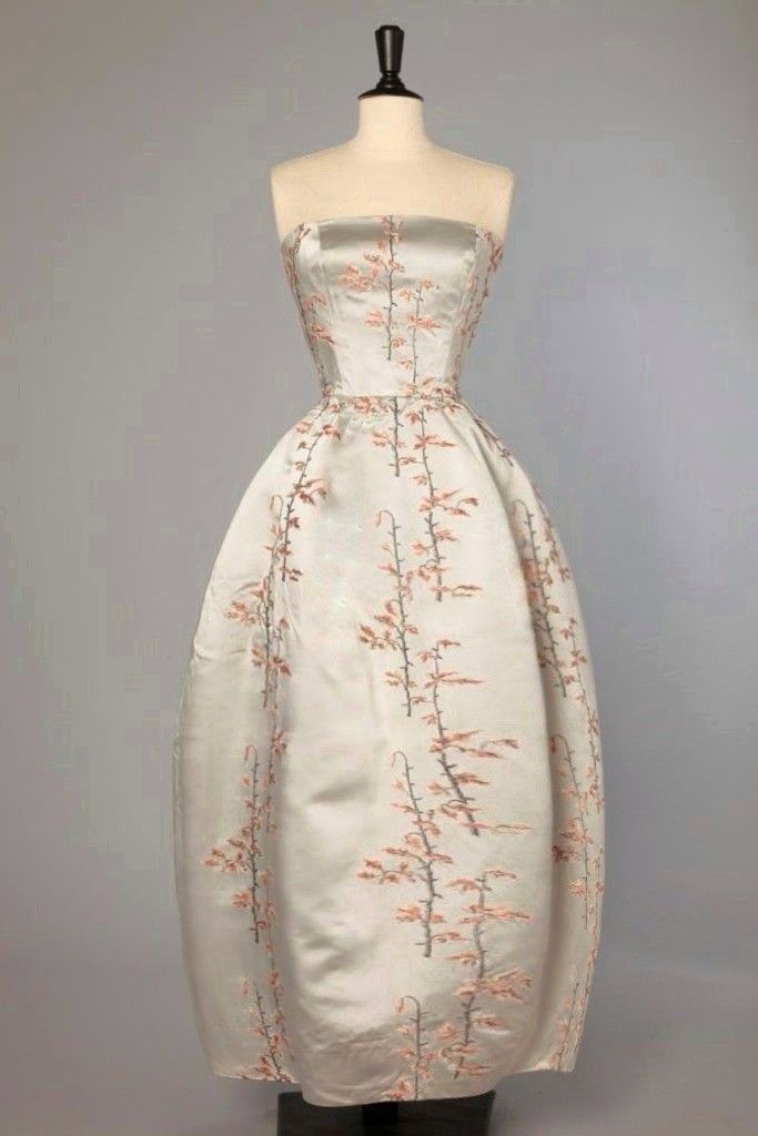 formaldressy--Ivory Delicate Pink Floral Long Satin Prom Gown Ball Gown gh5552