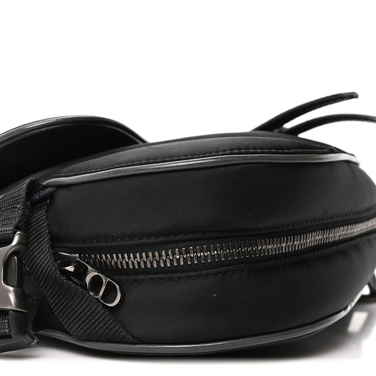 X Sacai Grained Calfskin Technical Fabric Mens Saddle Bag Black