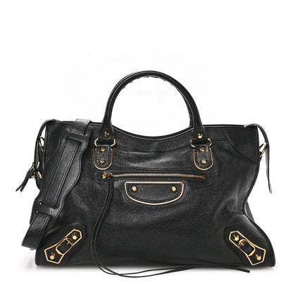 Chevre Gold Metallic Edge Hardware City Black