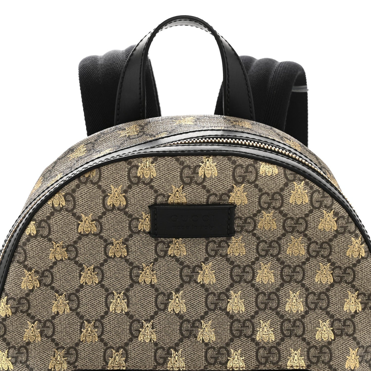 GG Supreme Monogram Bees Print Small Day Backpack Beige Oro Black