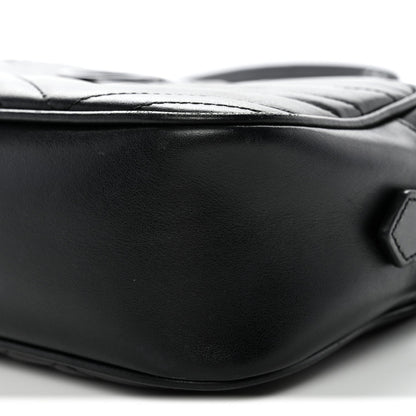 Calfskin Matelasse Monochrome Small GG Marmont Chain Shoulder Bag Black