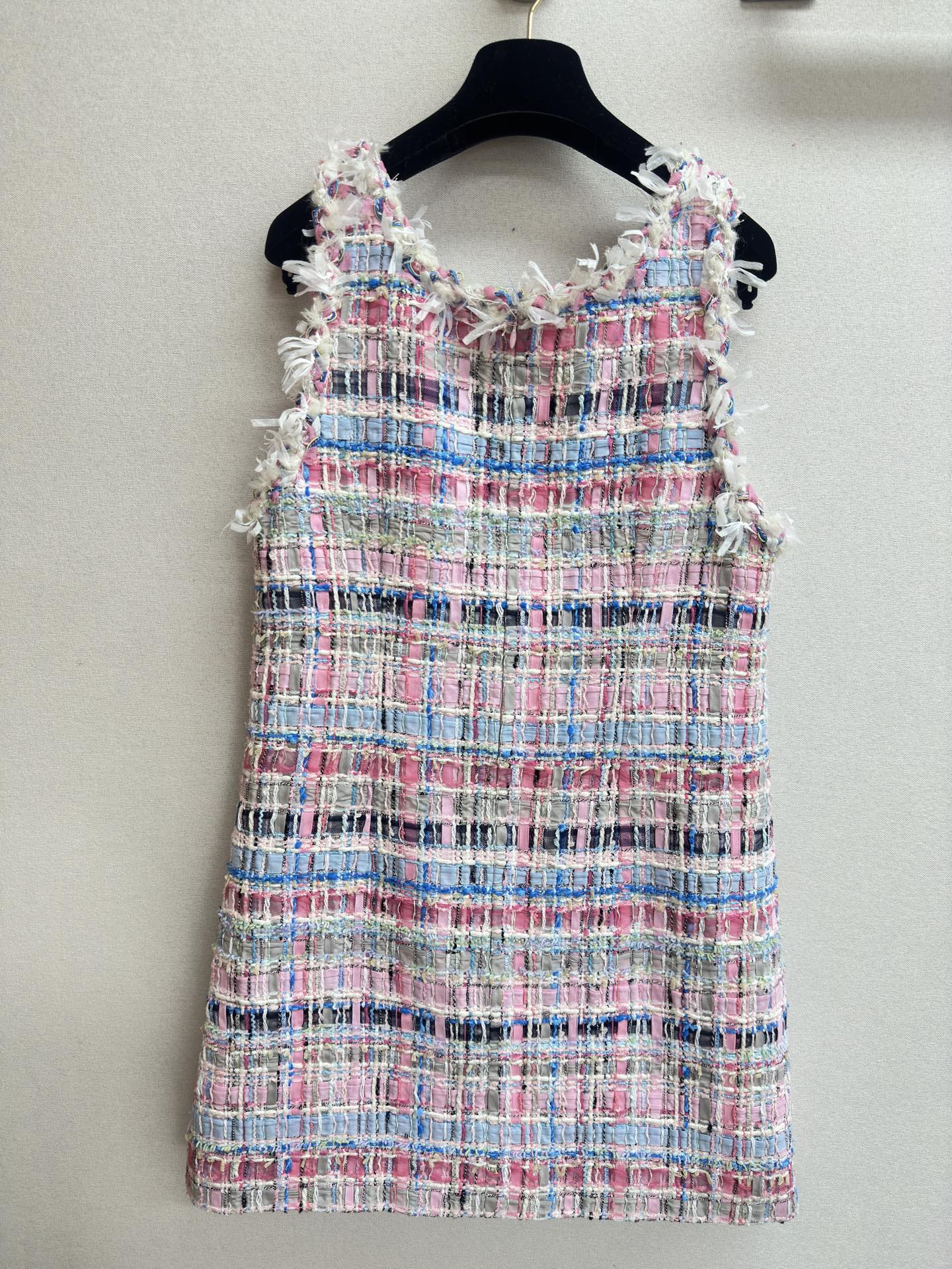 CC Tweed Vest Dress Pink Cotton Polyamide 237351