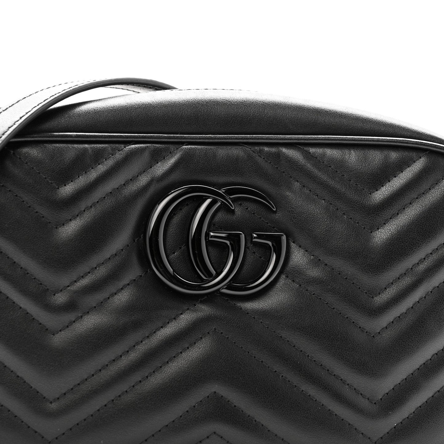 Calfskin Matelasse Monochrome Small GG Marmont Chain Shoulder Bag Black