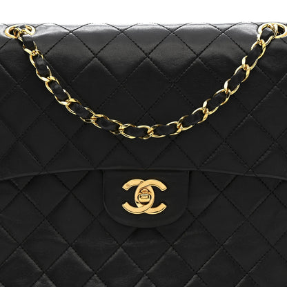 Lambskin Quilted Medium Double Flap Black