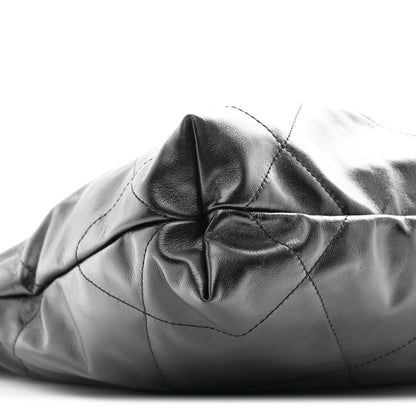 Shiny Calfskin Quilted Small Chanel 22 Black