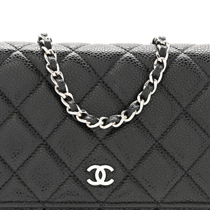 Caviar Quilted Wallet on Chain WOC Black