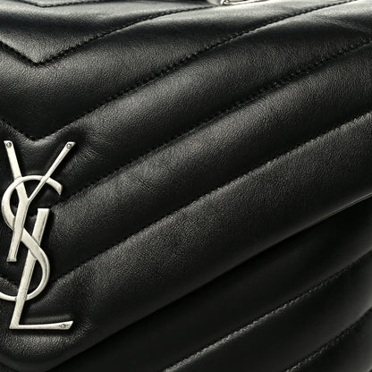 Calfskin Y Quilted Monogram Medium Loulou Chain Satchel Black