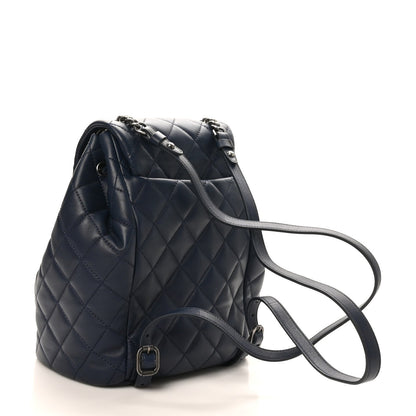 Lambskin Quilted Daily Supple Backpack Blue