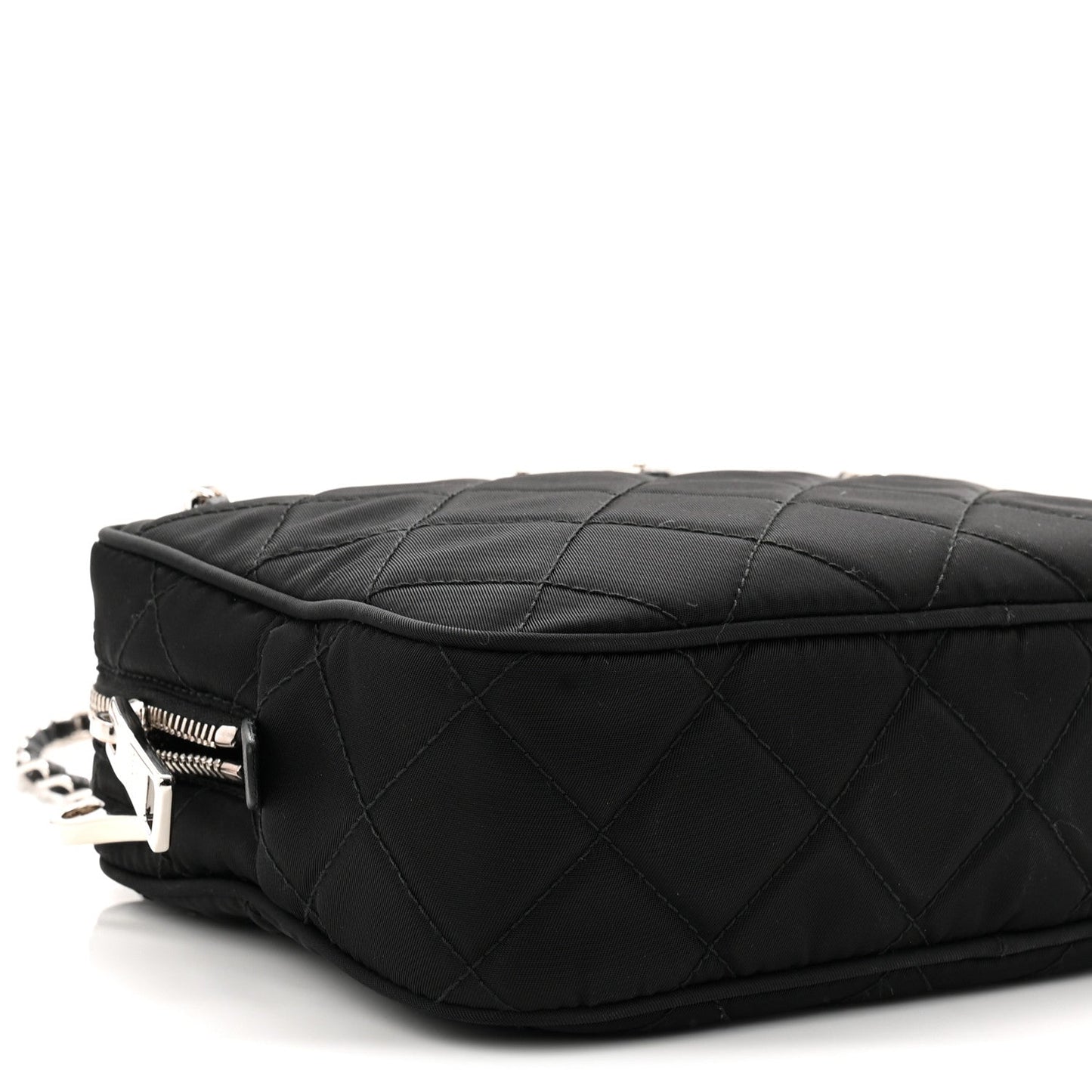 Nylon Tessuto Impuntu Quilted Bandoliera Crossbody Bag Black