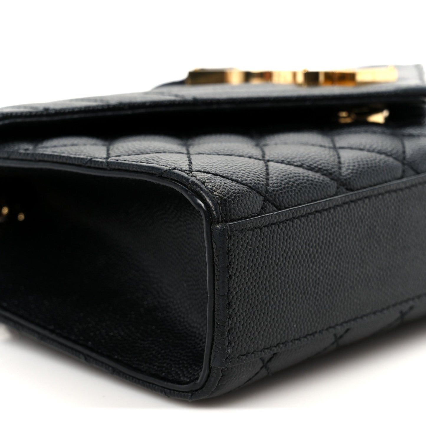 Grain De Poudre Textured Mixed Matelasse Triquilt Small Monogram Satchel Black