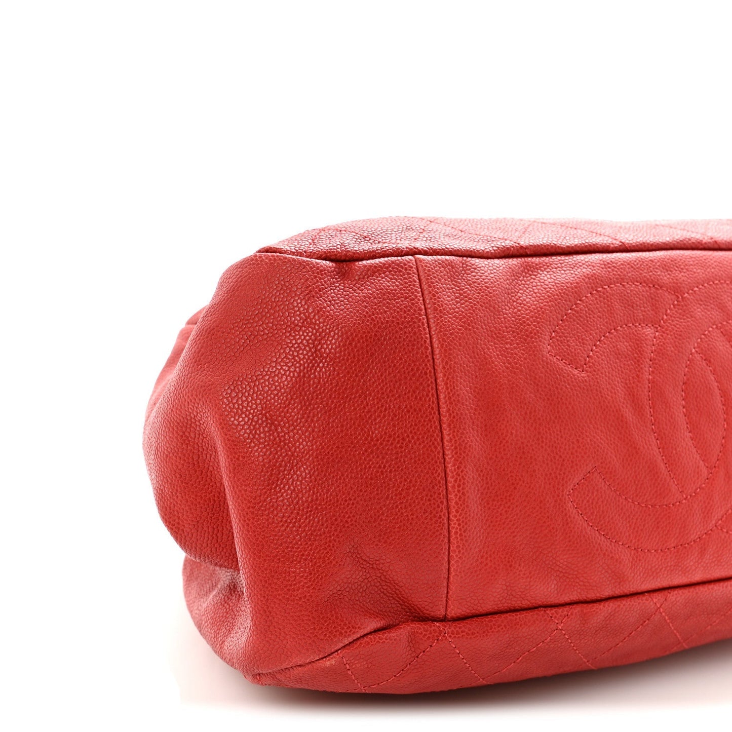 Caviar Quilted Frame CC Shopping Tote Red