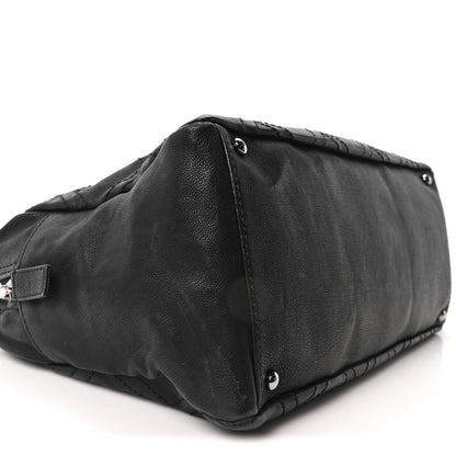 Calfskin Large Diamond Stitch Tote Black