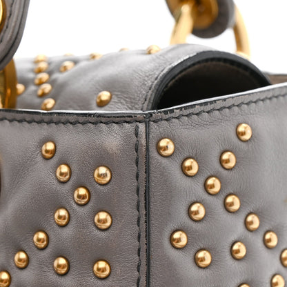 Calfskin Cannage Studded Medium Supple Lady Dior Grey