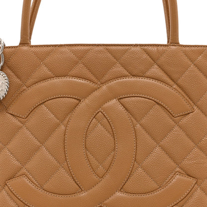 Caviar Quilted Medallion Tote Beige