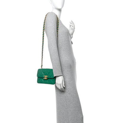 Caviar Quilted Mini CC Flap Green