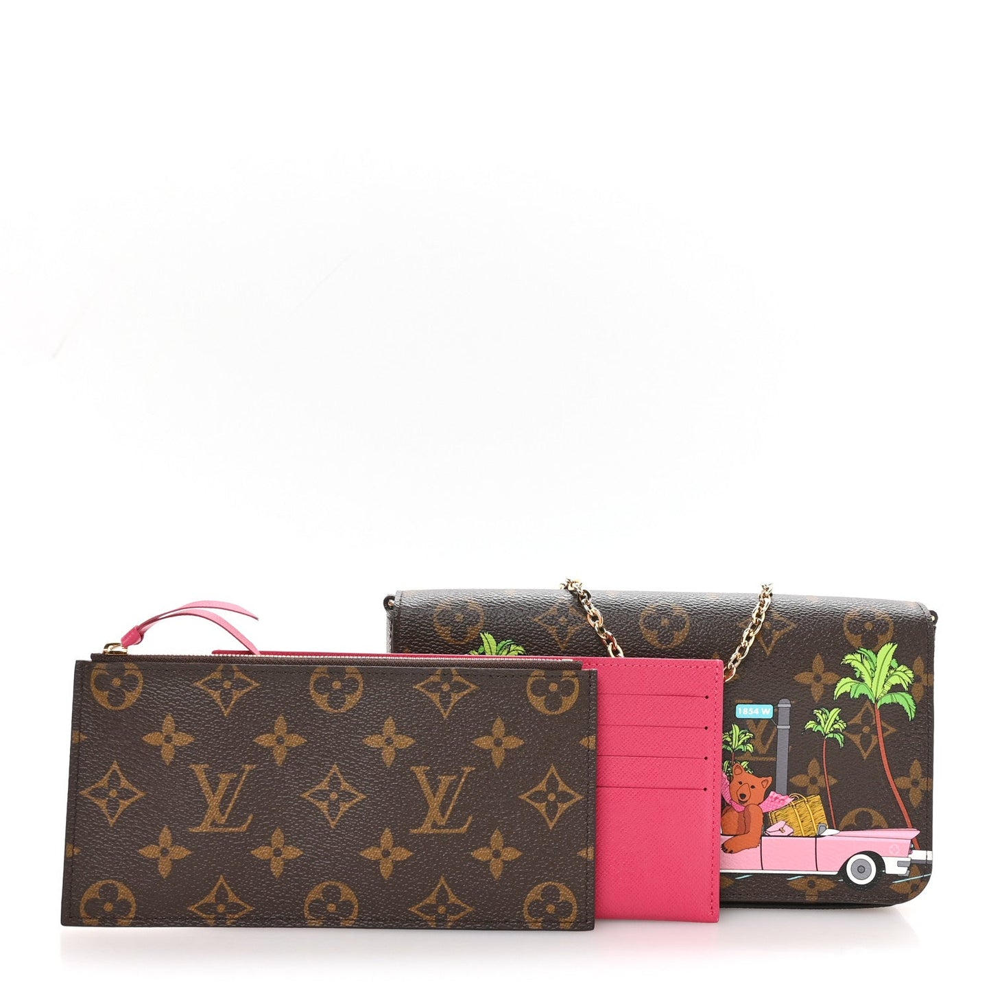 Monogram 2021 Christmas Animation Hollywood Pochette Felicie Chain Wallet Fuchsia
