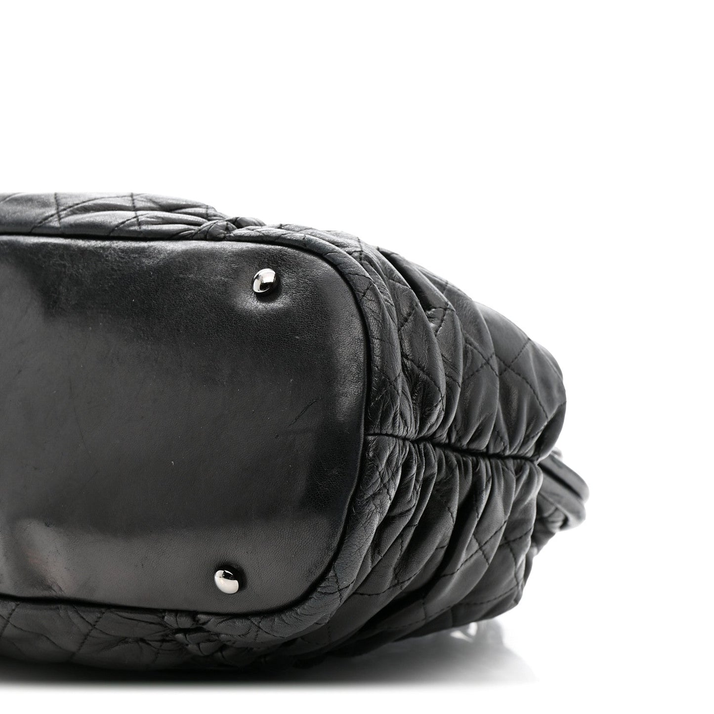 Lambskin Quilted Sharpei Frame Tote Black