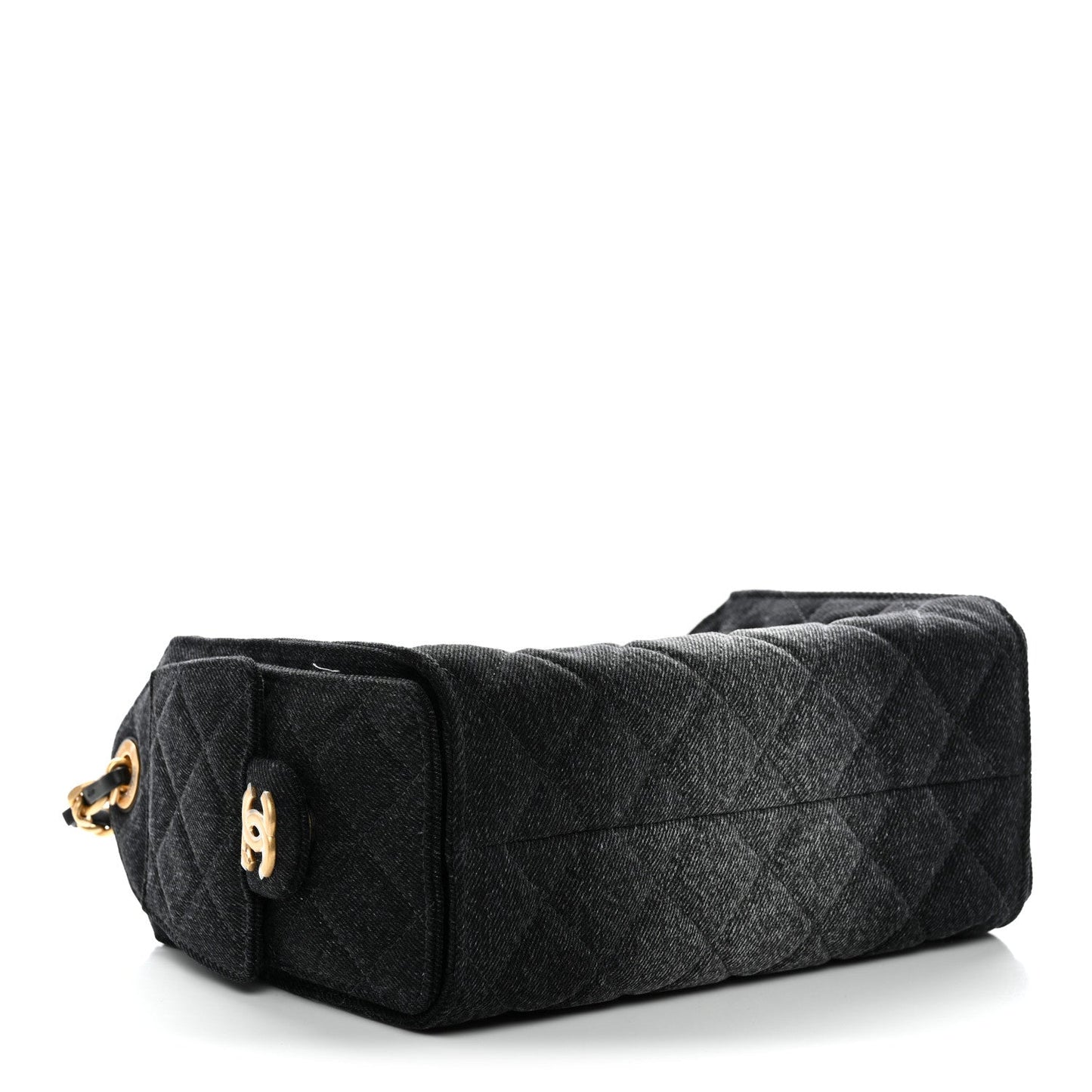 Washed Denim Quilted Mini Chanel 25 Handbag Black
