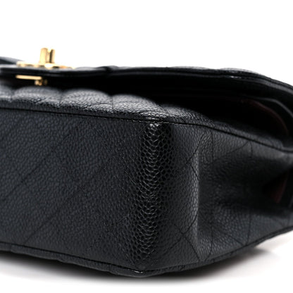 Caviar Quilted Small Double Flap Black