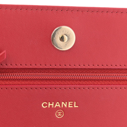Caviar Camellia Embossed Wallet On Chain WOC Red