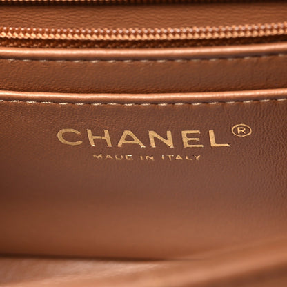 Lambskin Quilted Mini Rectangular Flap Brown