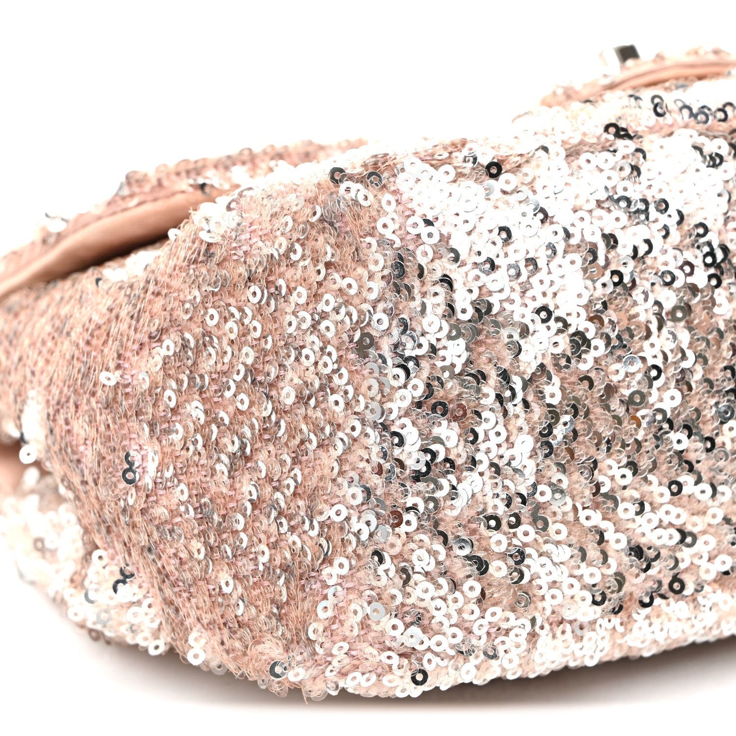 Sequin Mini Flap Light Pink Silver