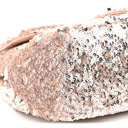Sequin Mini Flap Light Pink Silver