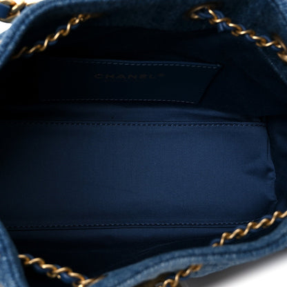 Washed Denim Quilted Mini Chanel 25 Handbag Blue
