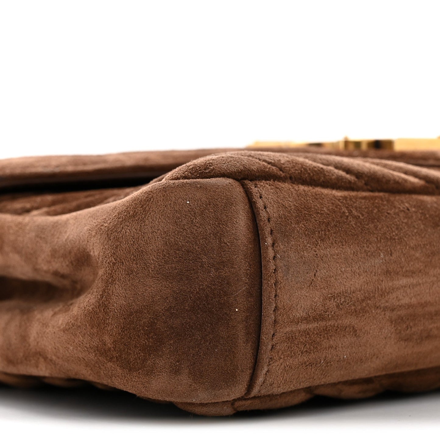 Suede Matelasse Chevron Monogram Medium College Bag Bark Brown