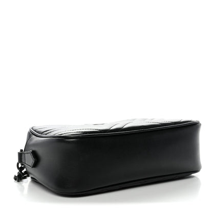 Calfskin Matelasse Monochrome Small GG Marmont Chain Shoulder Bag Black