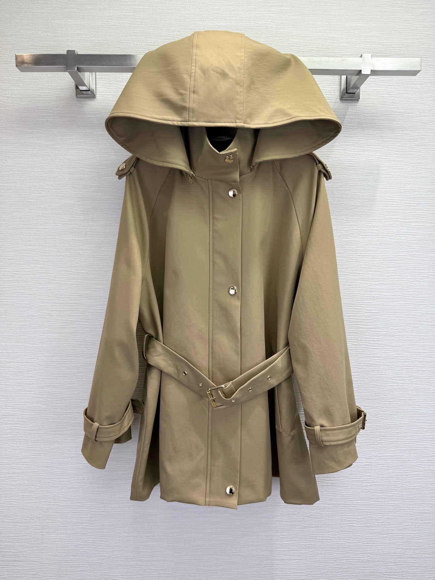 CD 25SS Removable Hooded Windbreaker With Belt Beige Cotton 306557