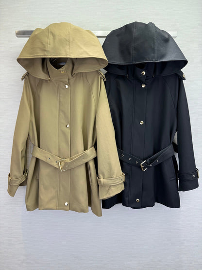 CD 25SS Removable Hooded Windbreaker With Belt Beige Cotton 306557
