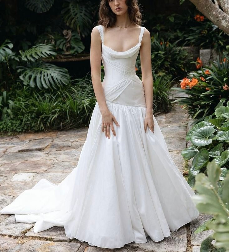 formaldressy-White Long Tulle Ball Gown, Wedding Dress, Bridal Gown gh6270