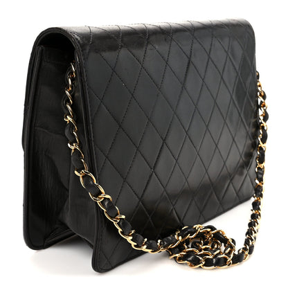 Lambskin Quilted Medium Single Flap Black