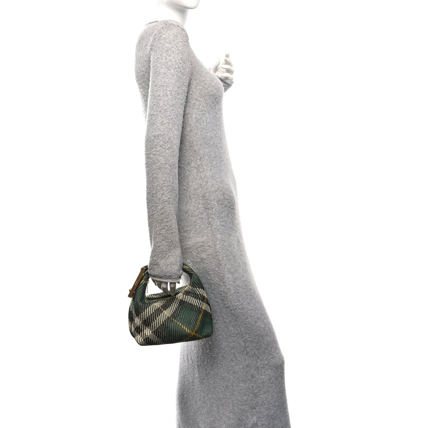 Canvas Knitted Check Mini Peg Duffle Bag Ivy