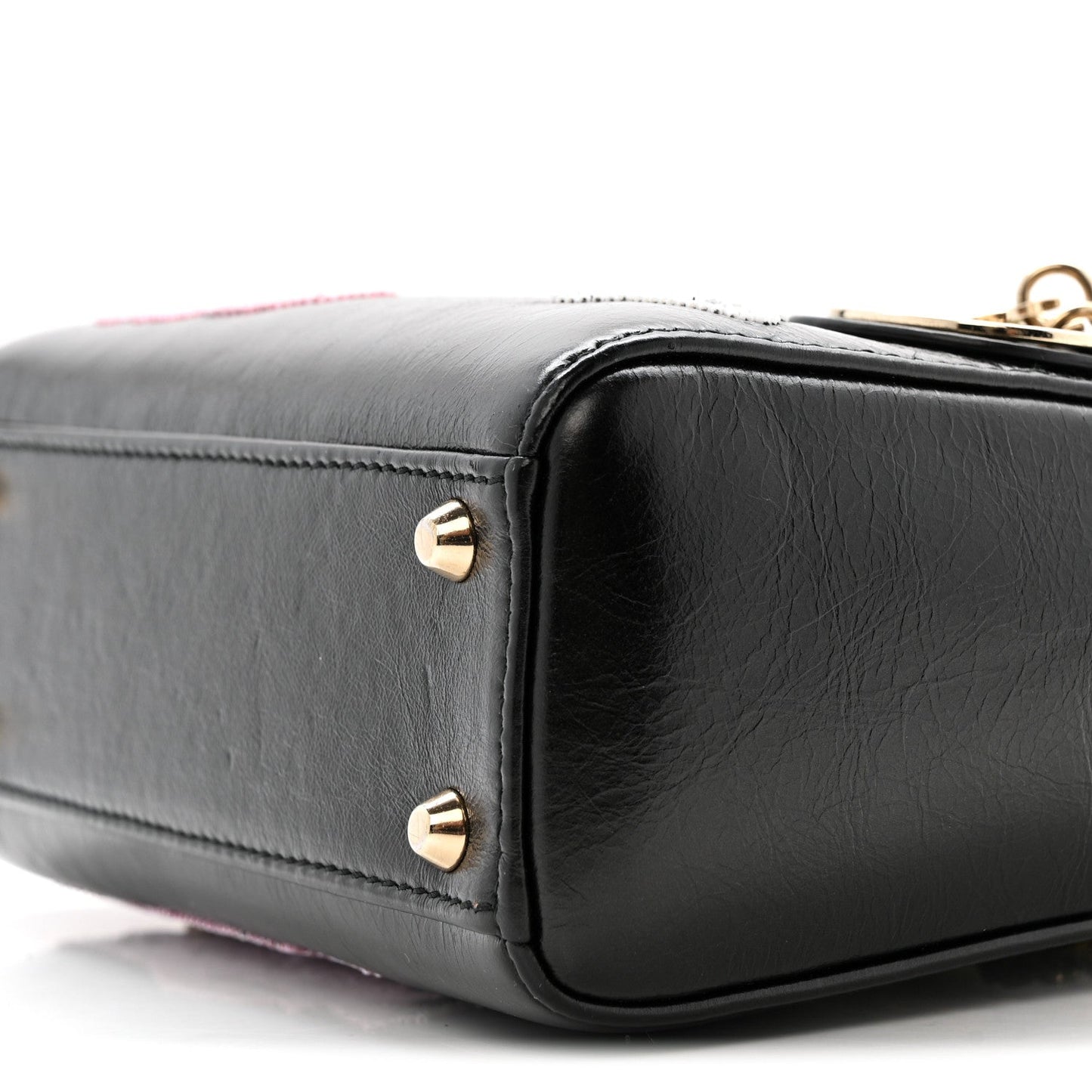 Calfskin Beaded Mini Lady Dior Black