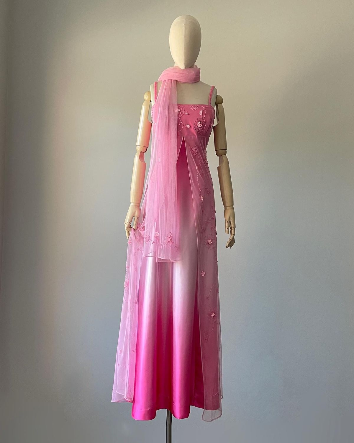 formaldressy-Pink Fashion Gradient Beaded Floral Long Chiffon Retro Prom Dress Evening Dress Birthday Party Dress Graduation Dress gh5129