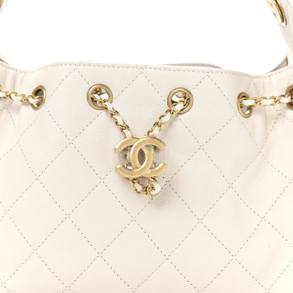 Caviar Quilted Mini Chanel 25 Handbag White