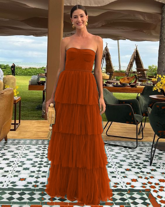 A Line Tulle Long prom dresses evening party dress        cg24929